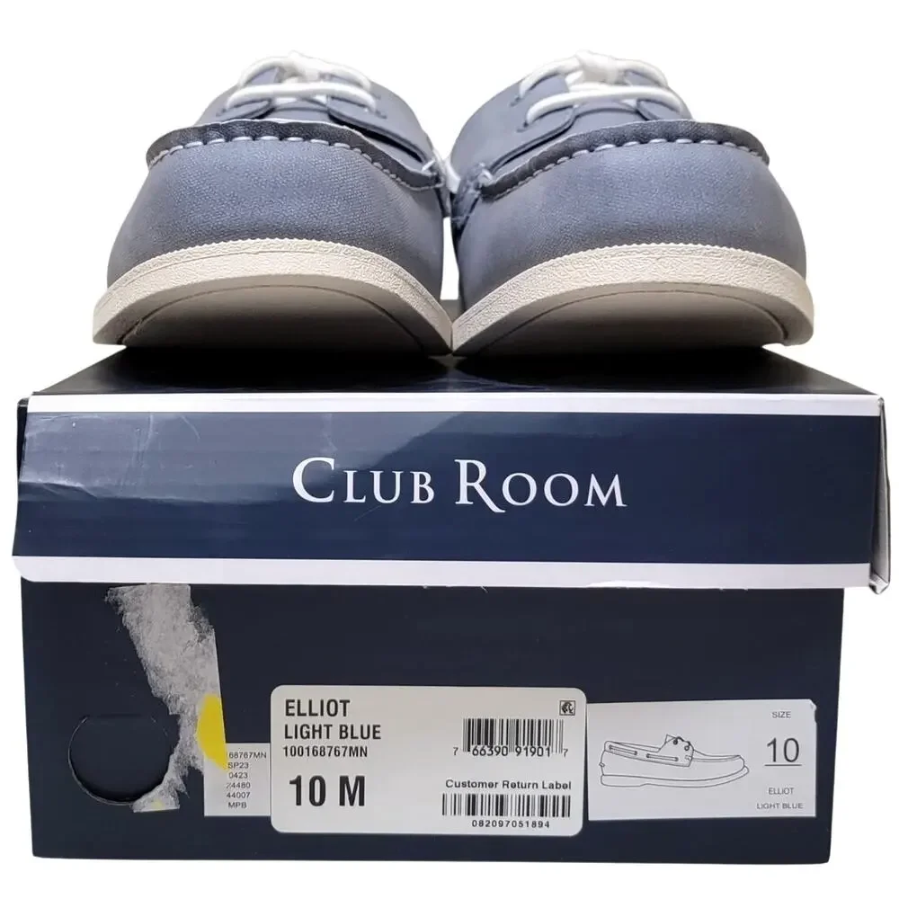 Club Room Men Elliot 2-Eye Casual Boat Shoes Size US 10M Light Blue Faux Leather